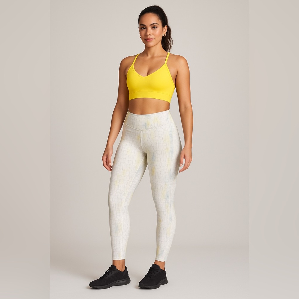 Like New Fabletics White and Yellow Patterned Leggings